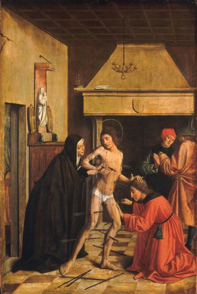 Saint Sebastian Cured by Irene by Josse Lieferinxe
